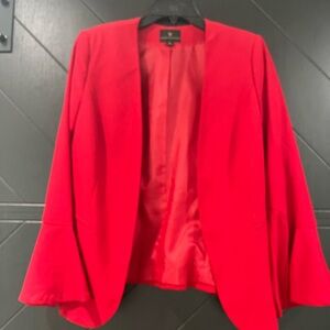 Red blazer with bell sleeves